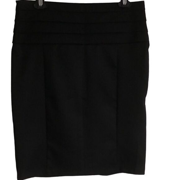 Zara skirt M horizontal pleat side zipper slant front pleat pencil style black - Picture 5 of 8
